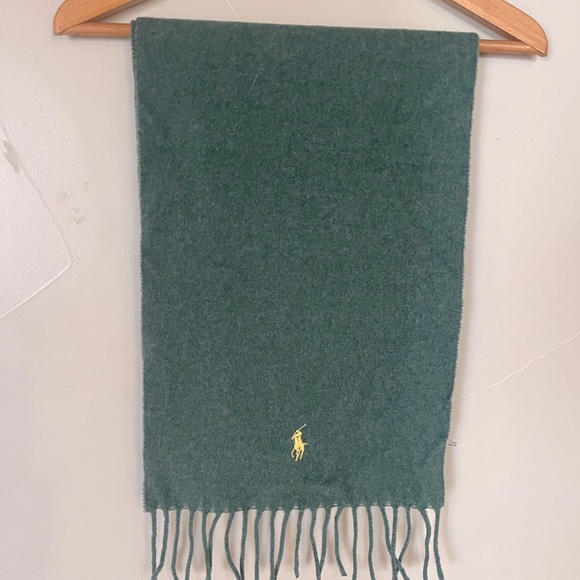 Polo Ralph Lauren 50/50‎ cashmere wool scarf, grayish green neutral, excellent - Picture 1 of 3